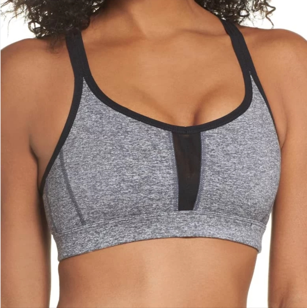 Zella Women's Grey & Black Strappy Sports Bra 🖤💪